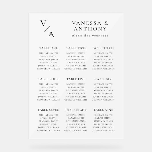 Élégant Monogramme moderne Mariage de siège graphi (Recto)