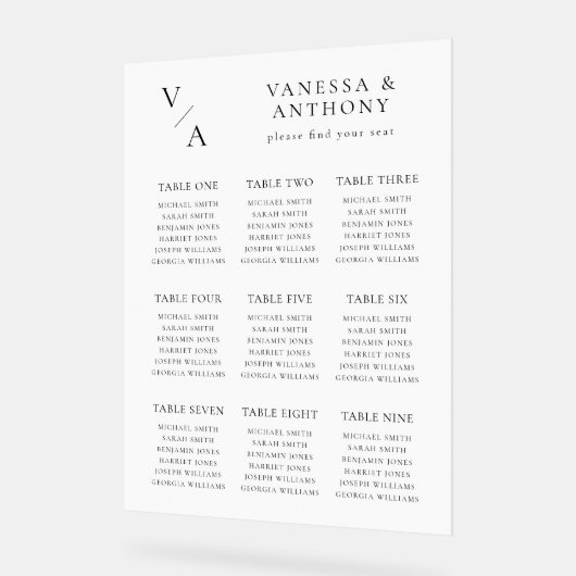 Élégant Monogramme moderne Mariage de siège graphi (Angle)