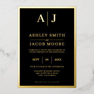 Élégant Monogramme moderne Mariage Foil Invitation