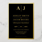 Élégant Monogramme moderne Mariage Foil Invitation (Recto)