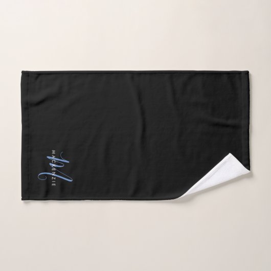Élégant Monogramme moderne noir noir (Serviette à main)