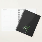 Élégant Monogramme moderne noir vert Script (Devant avec enveloppe)