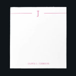 Élégant monogramme moderne rose blanc Bloc-notes<br><div class="desc">Ajoutez facilement votre nom et votre initiale monogramme personnalisé à ce bloc-notes moderne rose et blanc.</div>