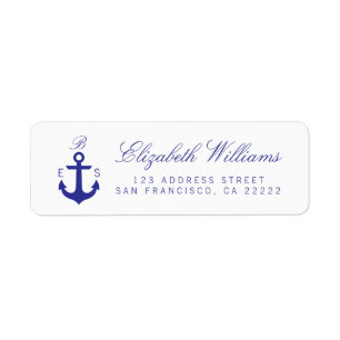 Élégant Monogramme Nautique Étiquettes d'adresse d