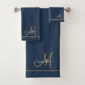 Élégant Monogramme Navy Or Nom Script (En situation)