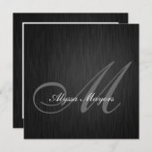 Élégant Monogramme noir 2021 Invitation de graduat (Devant / Derrière)