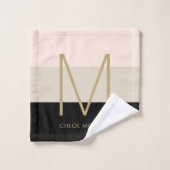 Élégant monogramme noir beige rose (Gant de toilette)