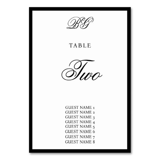 Élégant Monogramme noir blanc Mariage Carte de siè (Dos)