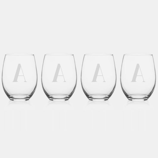 Élégant Monogramme noir Ensemble initial de verre  (Dos)