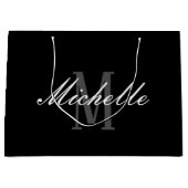 Élégant Monogramme noir Grand sac cadeau (Devant)