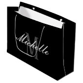 Élégant Monogramme noir Grand sac cadeau (Devant Angle)
