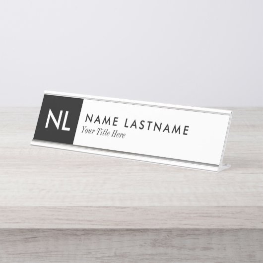 Élégant Monogramme noir noir personnalisé plaque s (Devant)