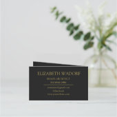 Élégant Monogramme Noir & Or Plié Carte de fidélit (Dos)