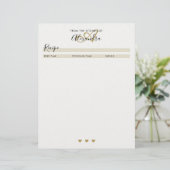 Élégant Monogramme Noir Or simple Recette feuille (Debout devant)