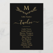 Élégant Monogramme Noir & Or Wreath Cartes de mari (Devant)