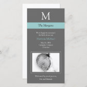 Élégant Monogramme Nouveau Carte photo bébé - gris (Devant / Derrière)
