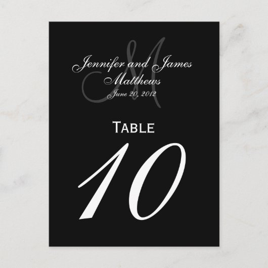 Élégant Monogramme Numéro de Mariage Cartes de tab (Devant)
