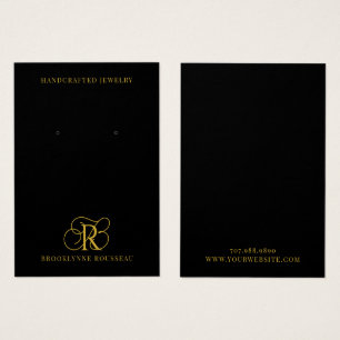 Élégant Monogramme Or Black Earring Carte d'affich