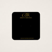 Élégant Monogramme Or Black Earring Carte d'affich
