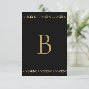 Élégant Monogramme or Damask Merci