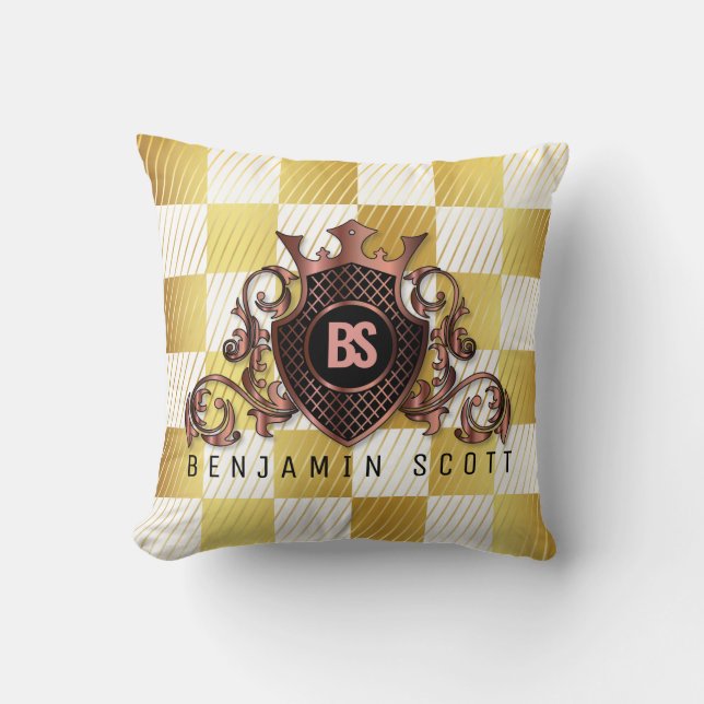 Elégant Monogramme Or Design Thow Coussin (Recto)