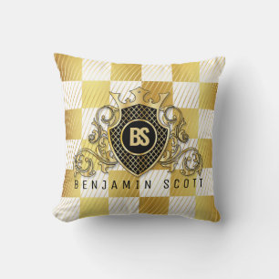 Elégant Monogramme Or Design Thow Coussin