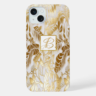 Elégant Monogramme Or et ivoire de luxe Monstera