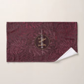 Élégant Monogramme Or Floral Brown Maroon (Serviette à main)
