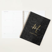 Élégant Monogramme Or Floral Noir 2026 (Devant avec enveloppe)