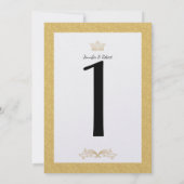 Élégant Monogramme Or Mariage Numéro de table (Dos)