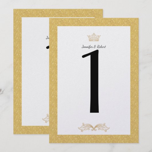 Élégant Monogramme Or Mariage Numéro de table (Devant / Derrière)