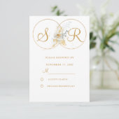 Elégant Monogramme Or Mariage RSVP (Debout devant)
