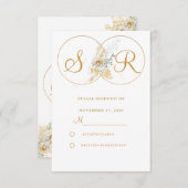 Elégant Monogramme Or Mariage RSVP (Devant / Derrière)