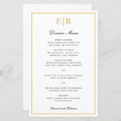 Élégant Monogramme Or Menu Mariage officiel (Devant / Derrière)