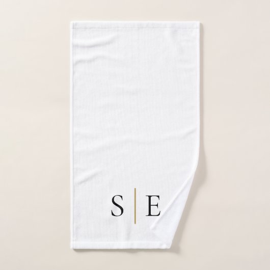 Élégant Monogramme Or Noir Minimaliste (Serviette à main)