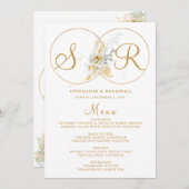 Élégant Monogramme Or Nom Menu Mariage initial (Devant / Derrière)
