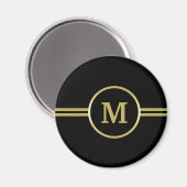 Élégant Monogramme or sur aimant noir (Recto/Verso)