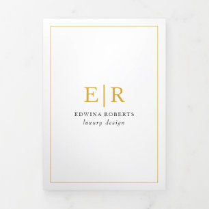Élégant Monogramme Or Tripli Brochure