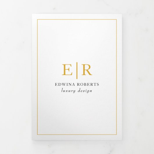 Élégant Monogramme Or Tripli Brochure (Page de couverture)