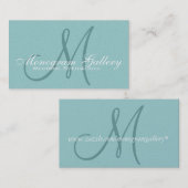 Élégant Monogramme personnalisable Aqua Carte de v (Devant / Derrière)