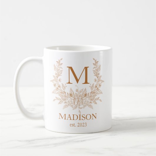 Élégant Monogramme Personnalisé Café Mug (Gauche)