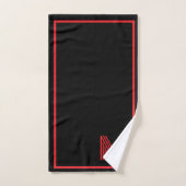 Élégant Monogramme personnalisé noir et rouge (Serviette à main)