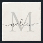 Élégant Monogramme personnalisé Nom de script élég<br><div class="desc">Élégant Monogramme personnalisé Nom de script Dessous de verre en pierre élégant</div>