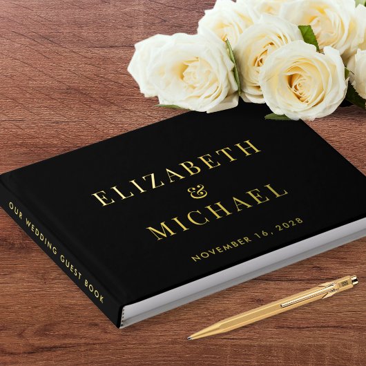 Élégant Monogramme Photo Mariage noir