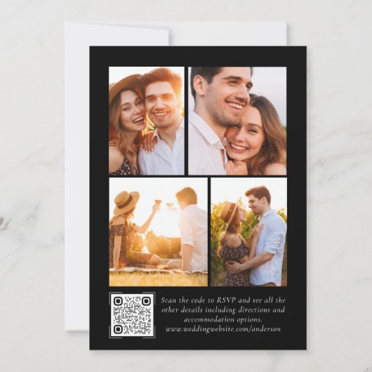 Élégant Monogramme QR Code Faire-part de mariage (Dos)