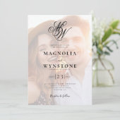 Élégant Monogramme QR Code Faire-part de mariage p (Debout devant)