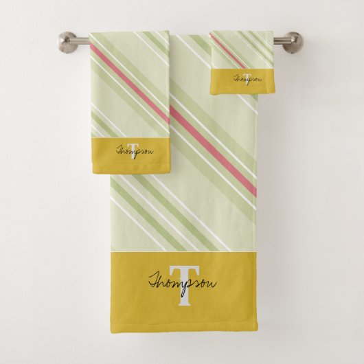 Élégant monogramme rétro motif l rayures jaune (En situation)