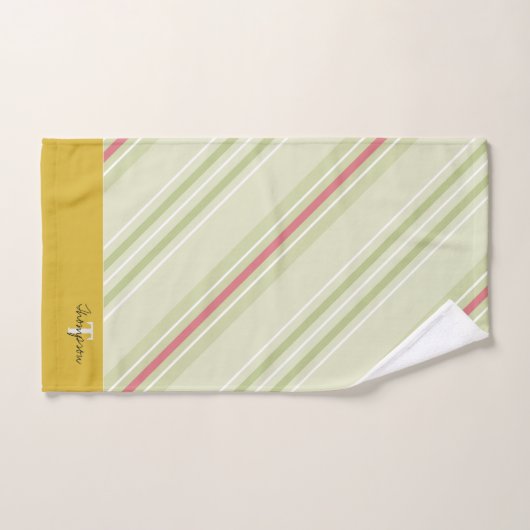 Élégant monogramme rétro motif l rayures jaune (Serviette à main)