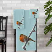 Élégant Monogramme Robin Bleu Oiseau