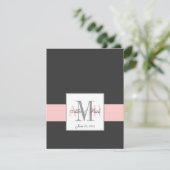 Élégant Monogramme rose Charbon Mariage RSVP (Debout devant)